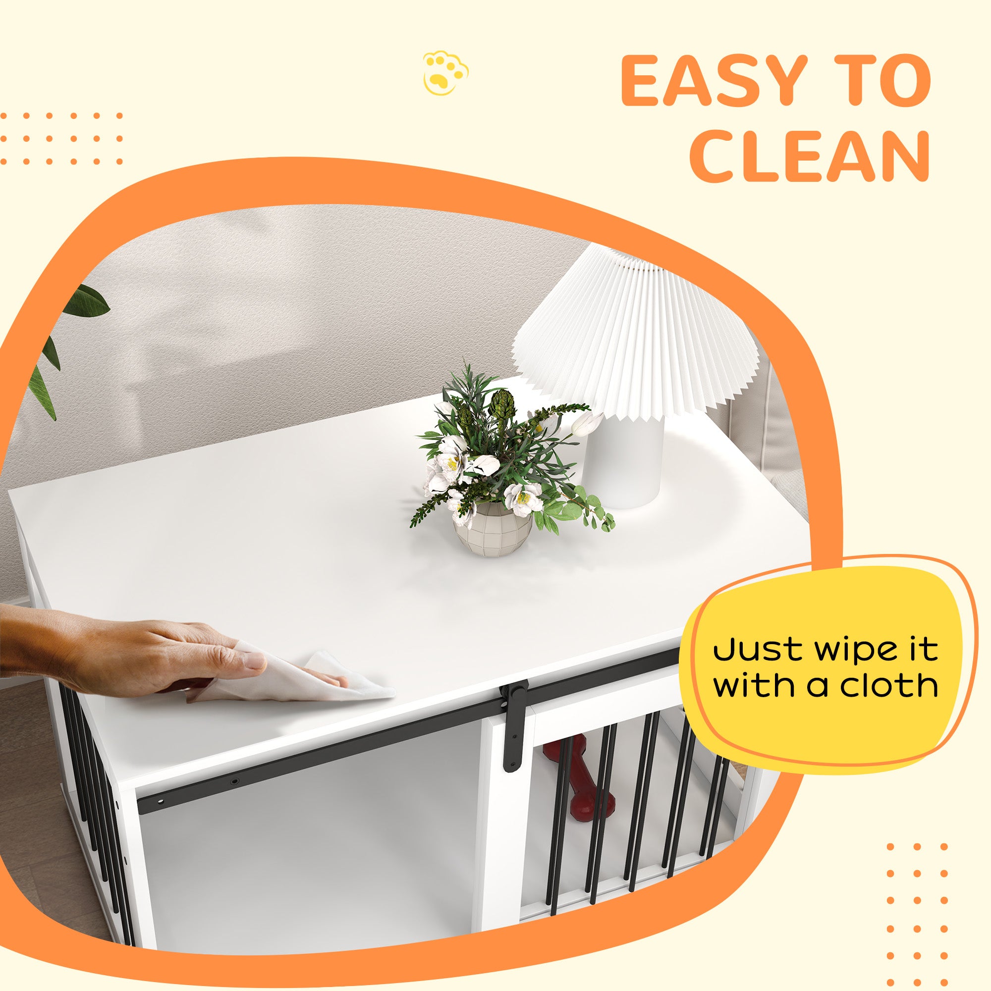 Dog Crate Furniture, 39" Dog Crate End Table Indoor Dog House for Large Dogs, with Sliding Door, Lock, White