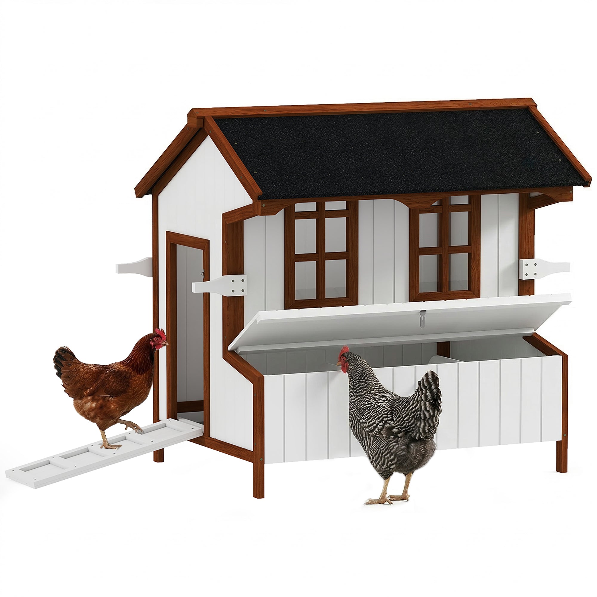 47" Chicken Coop Wooden Chicken House Rabbit Hutch Raised Poultry Cage Portable Hen Pen Backyard with Nesting Box and Handles