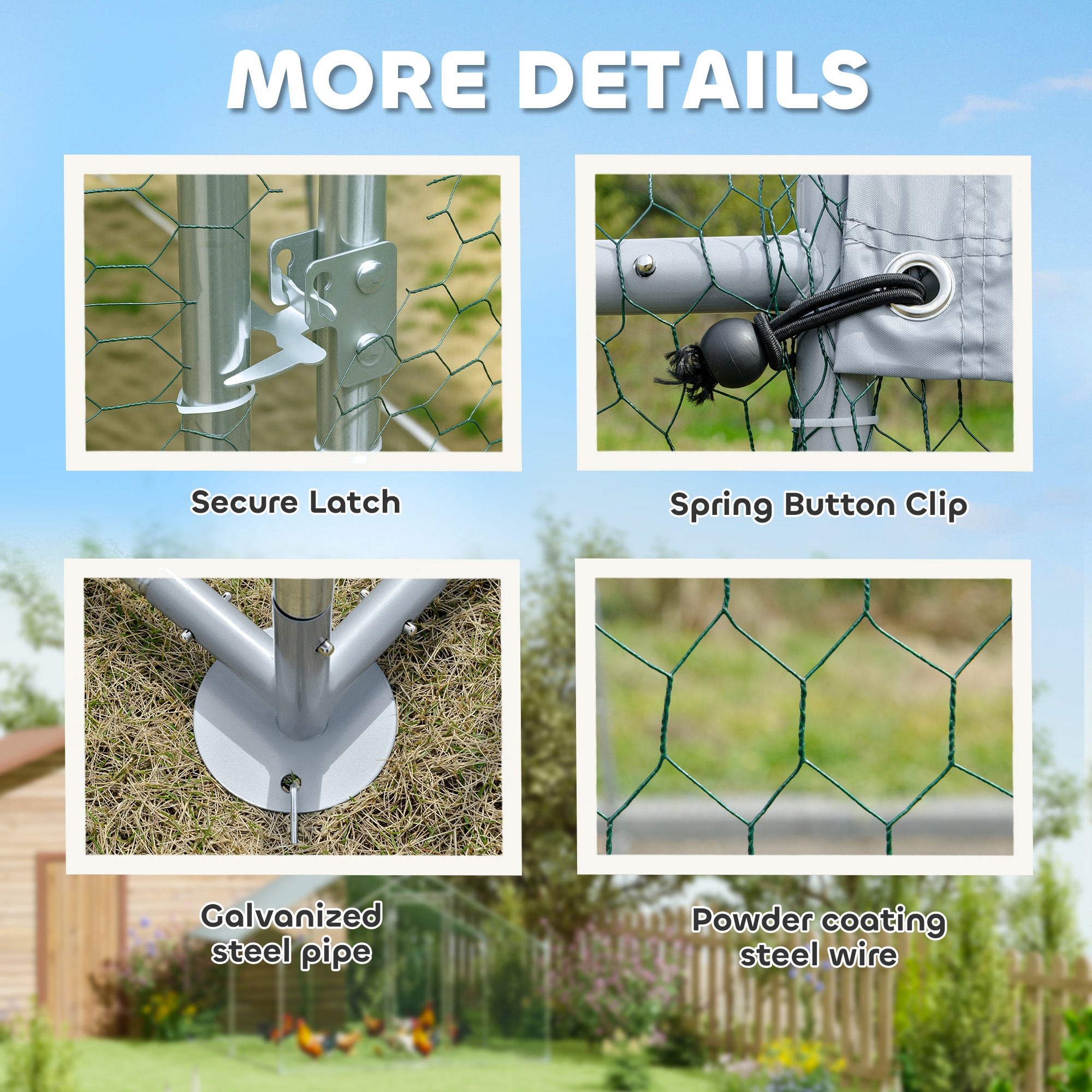 Metal Chicken Coop, 9.8 x 11.2 FT Walk-in Chicken Run with Weatherproof UV Cover, Lockable Door, Large Outdoor Poultry Cage for 10-15 Chickens, for Farm Yard Garden, Silver