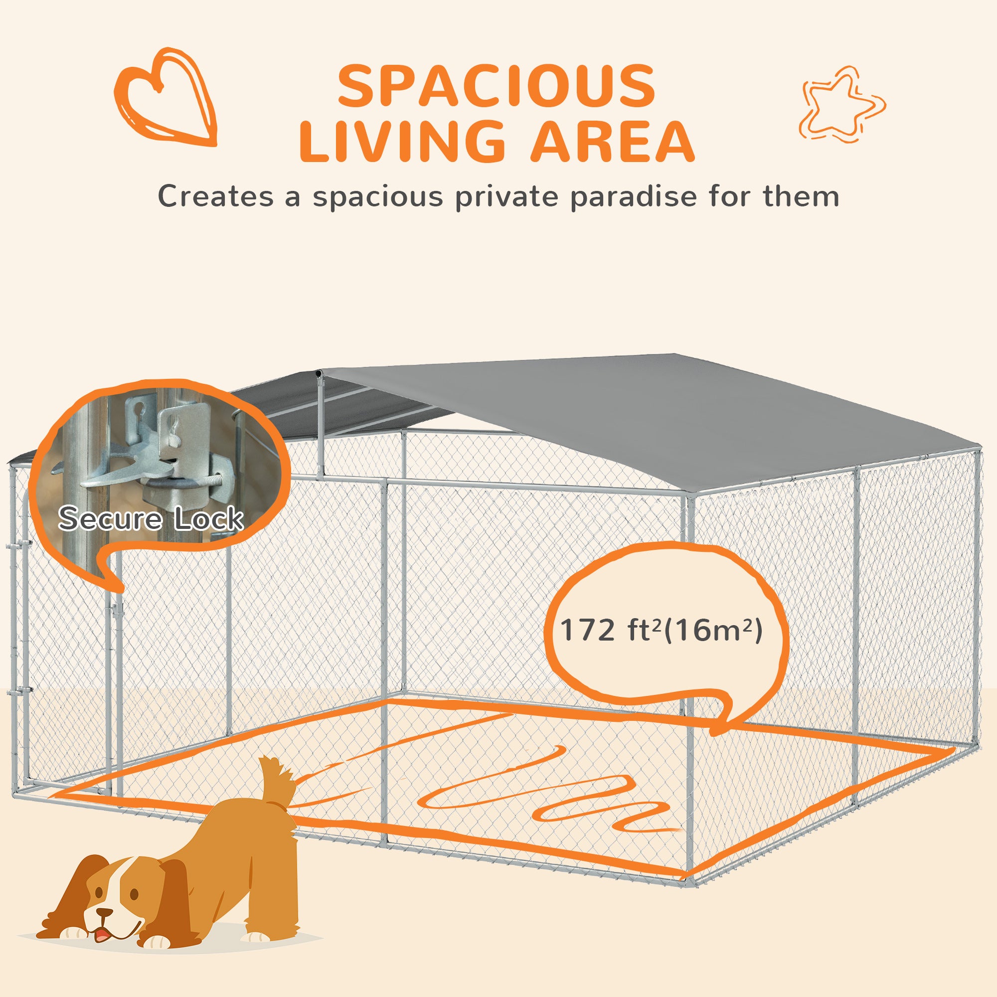 Pawhut 13'x13'x7.5' Heavy Duty Outdoor Dog Kennel with