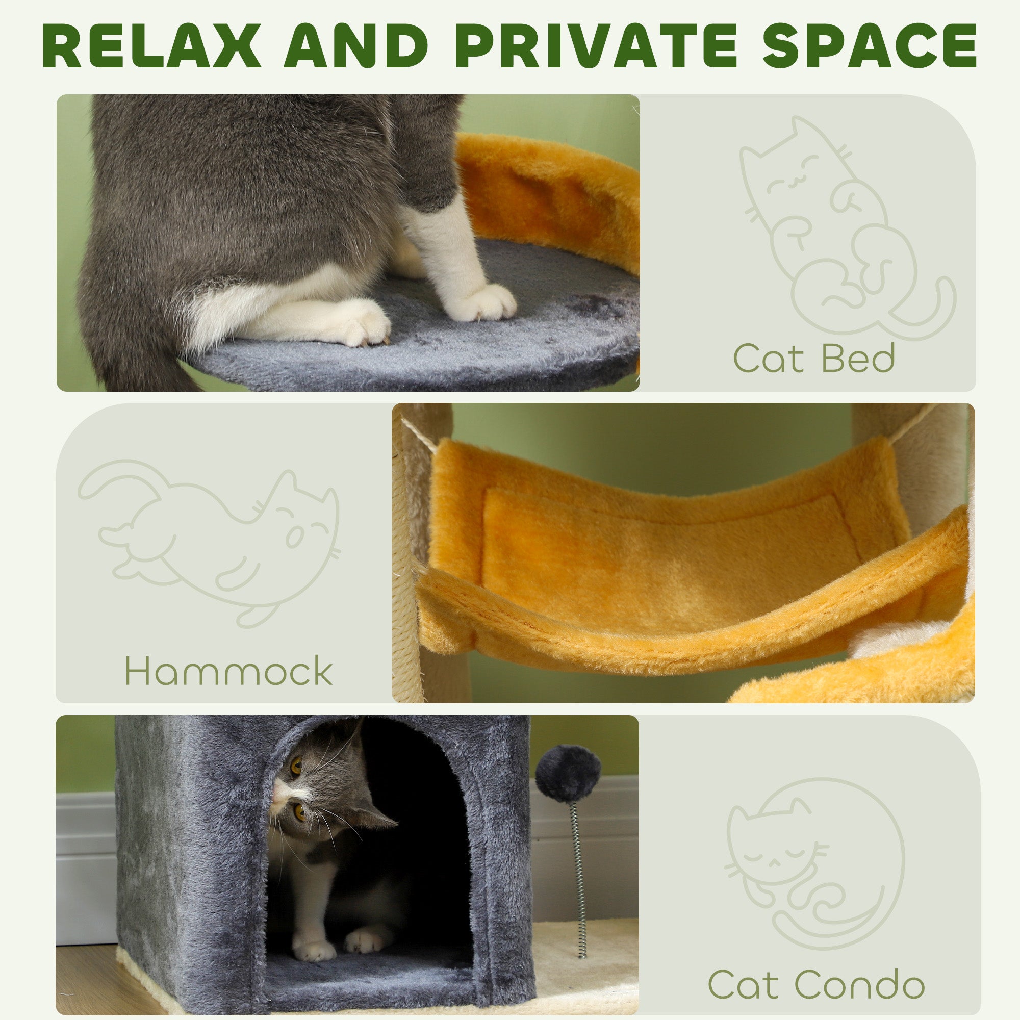 Cat Tower, 63 Inch Cat Tree for Large Cats Adult with Cat Scratching Posts, Cat Condo, Bed, Scratching Board, Cat Toys, Star and Moon Themed Cat Tree for Indoor Cats, Beige