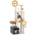 Load image into Gallery viewer, Cat Tower, 63 Inch Cat Tree for Large Cats Adult with Cat Scratching Posts, Cat Condo, Bed, Scratching Board, Cat Toys, Star and Moon Themed Cat Tree for Indoor Cats, Beige
