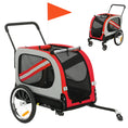Load image into Gallery viewer, Dog Bike Trailer, 2 in 1 Foldable Pet Stroller Security Harness, Reflectors, Quick Release Wheels, Flag, for Medium Dogs, Red
