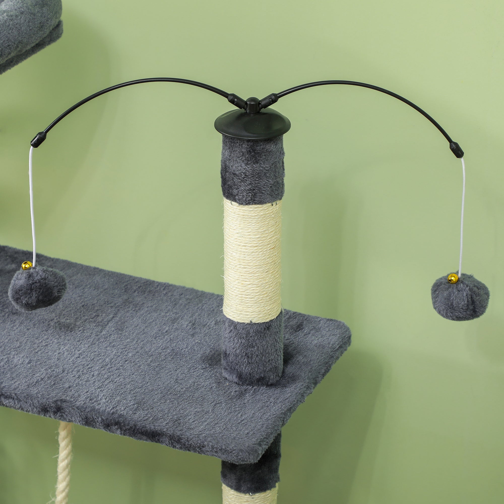 53" Cat Tree, Multi-Level Cat Tower for Indoor Cats with Sisal Scratching Posts, Cat Condo, Beds, Platforms, Ramp, Toy Balls, Cat Activity Center, Dark Grey