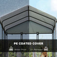 Load image into Gallery viewer, 6' x 6' x 6' Outdoor Dog Kennel, Lockable Dog Run Crate with Waterproof UV-Resistant Cover, Welded Wire Steel Fence for Large Dogs, Silver
