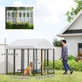 Load image into Gallery viewer, 6' x 6' x 6' Outdoor Dog Kennel, Lockable Dog Run Crate with Waterproof UV-Resistant Cover, Welded Wire Steel Fence for Large Dogs, Silver

