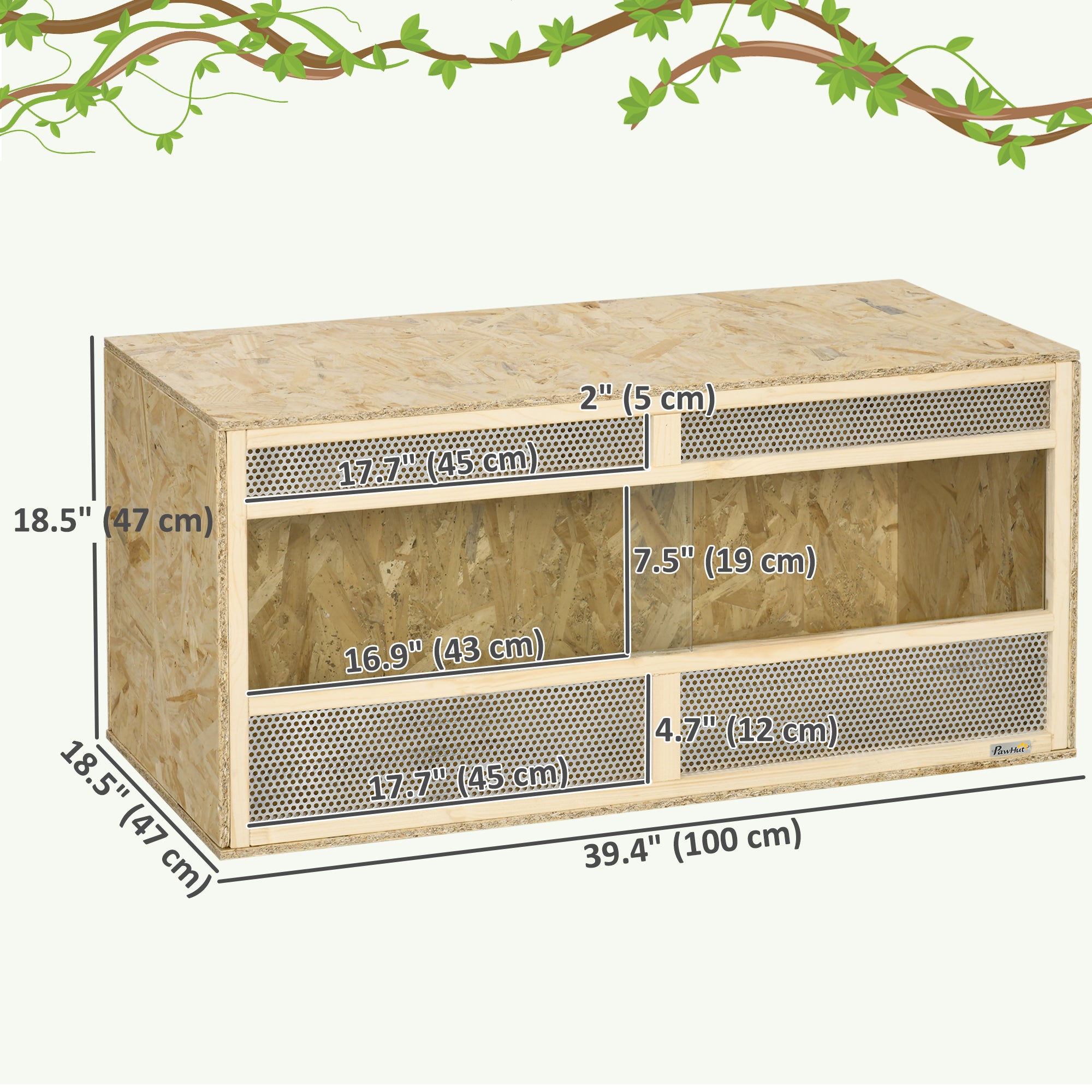 Reptile Terrarium, 58 Gallon Reptile Tank w/ Transparent Sliding Doors, Breathable Mesh for Bearded Dragon, Lizards, Horned Frogs, Snakes and Chameleons, 39" x 18.5" x 18.5"