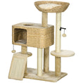Load image into Gallery viewer, 95cm Cat Tree for Indoor Cats, Cat Tower with Scratching Posts, Ramp, Condo, Toy Balls, Platform, Bed, Ramp - Beige
