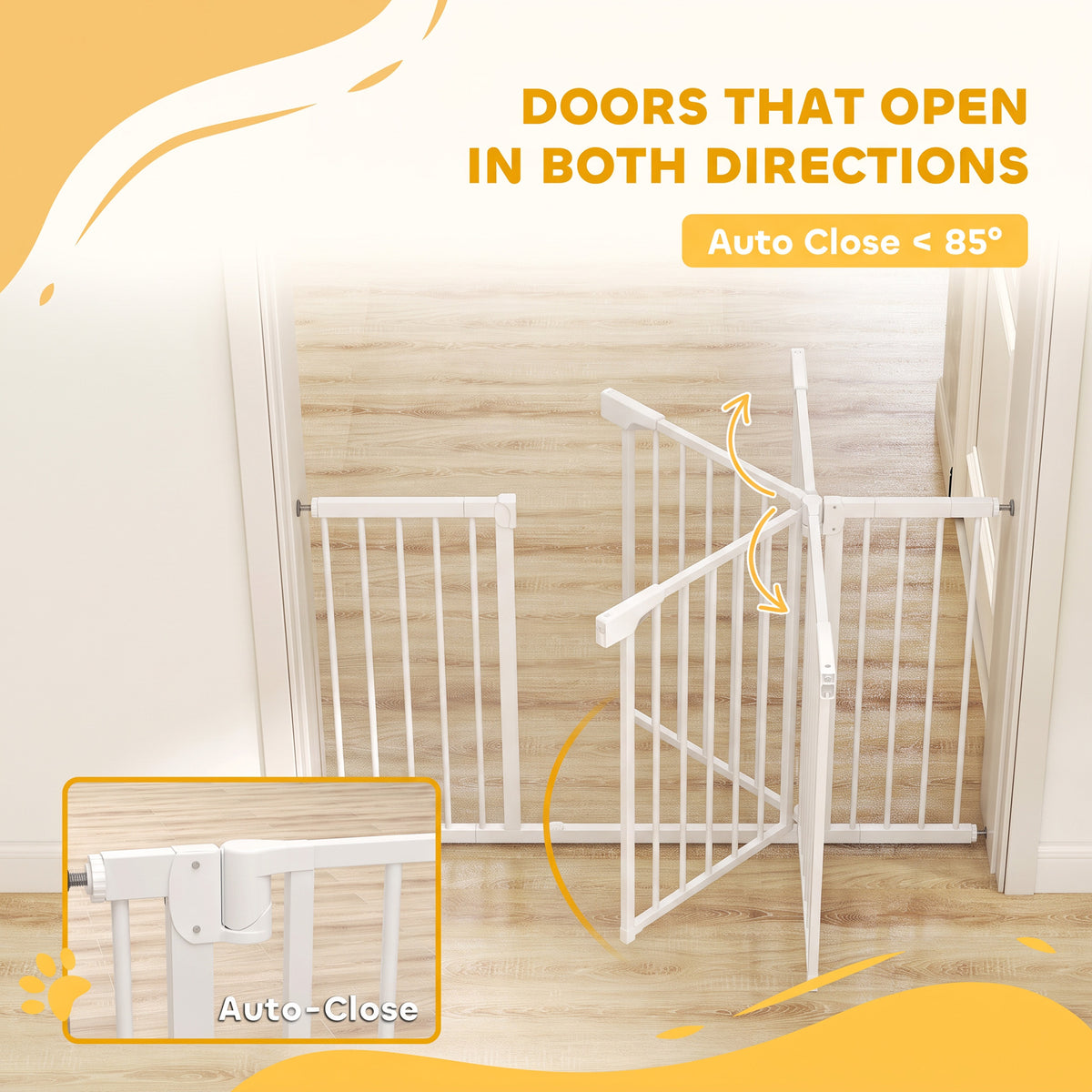 30"-51" Baby Gate, 30"H Pet Gate with 3 Extension Kit, Auto-Close, Two-Way Open, Pressure Mounted for Stair, Doorways and Hallways, Black