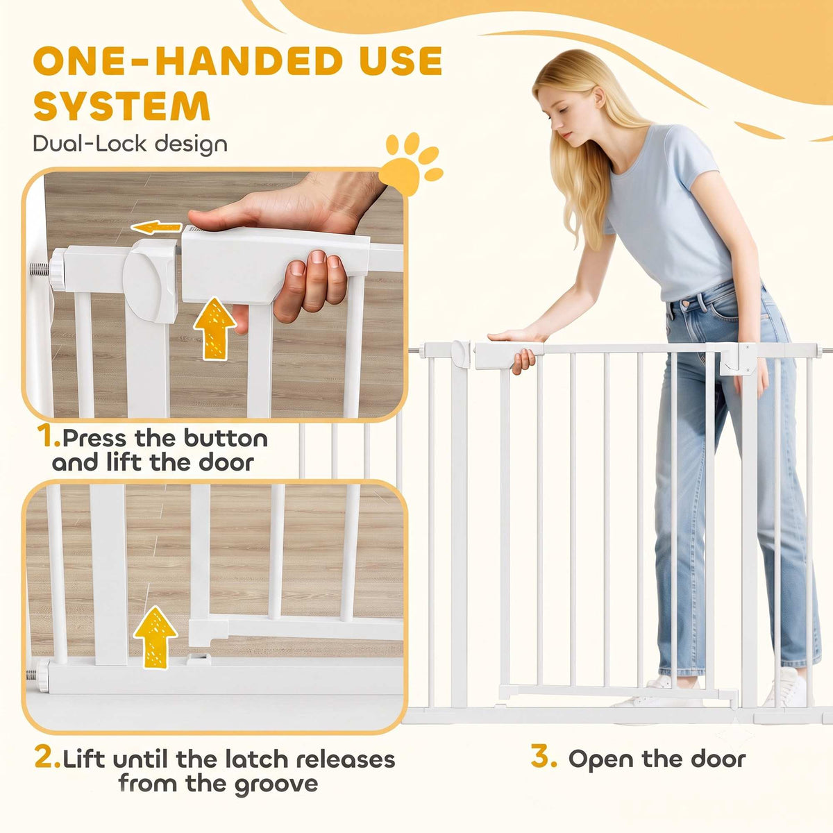 30"-51" Baby Gate, 30"H Pet Gate with 3 Extension Kit, Auto-Close, Two-Way Open, Pressure Mounted for Stair, Doorways and Hallways, Black