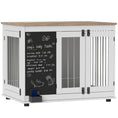 Load image into Gallery viewer, 39in Dog Crate Furniture, Dog Cage End Table with Three Doors, Blackboard, Non-slip Foot Pads, Dog Cage for Middle and Large Dogs, White
