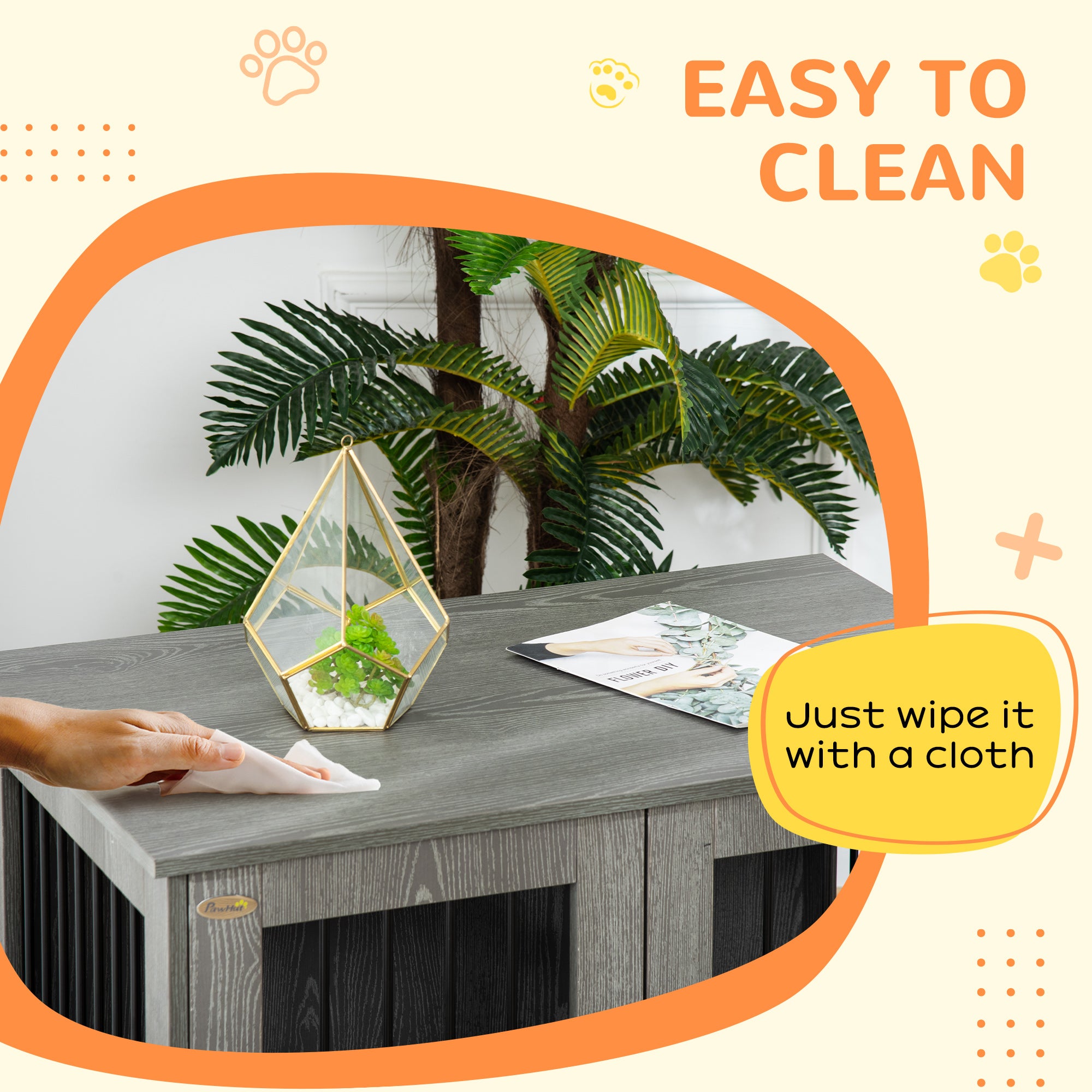 Dog Crate Furniture with Lockable Magnetic Door, Adjustable feet, Indoor Dog Kennel End Table for Small & Medium Dogs, Grey