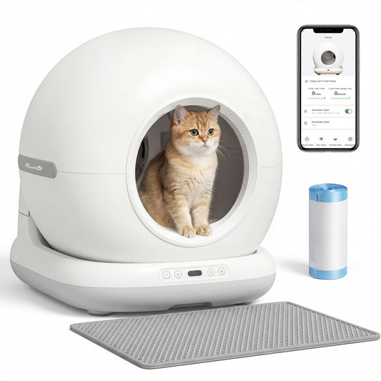 Automatic Litter Box, Self Cleaning Litter Box for Multiple Cats, 72L Extra Large, App Control, 2.4G Wifi, Odor & Noise Control, Safety Sensors, Deodorant Gel, Litter Mat, 1 Roll Garbage Bag