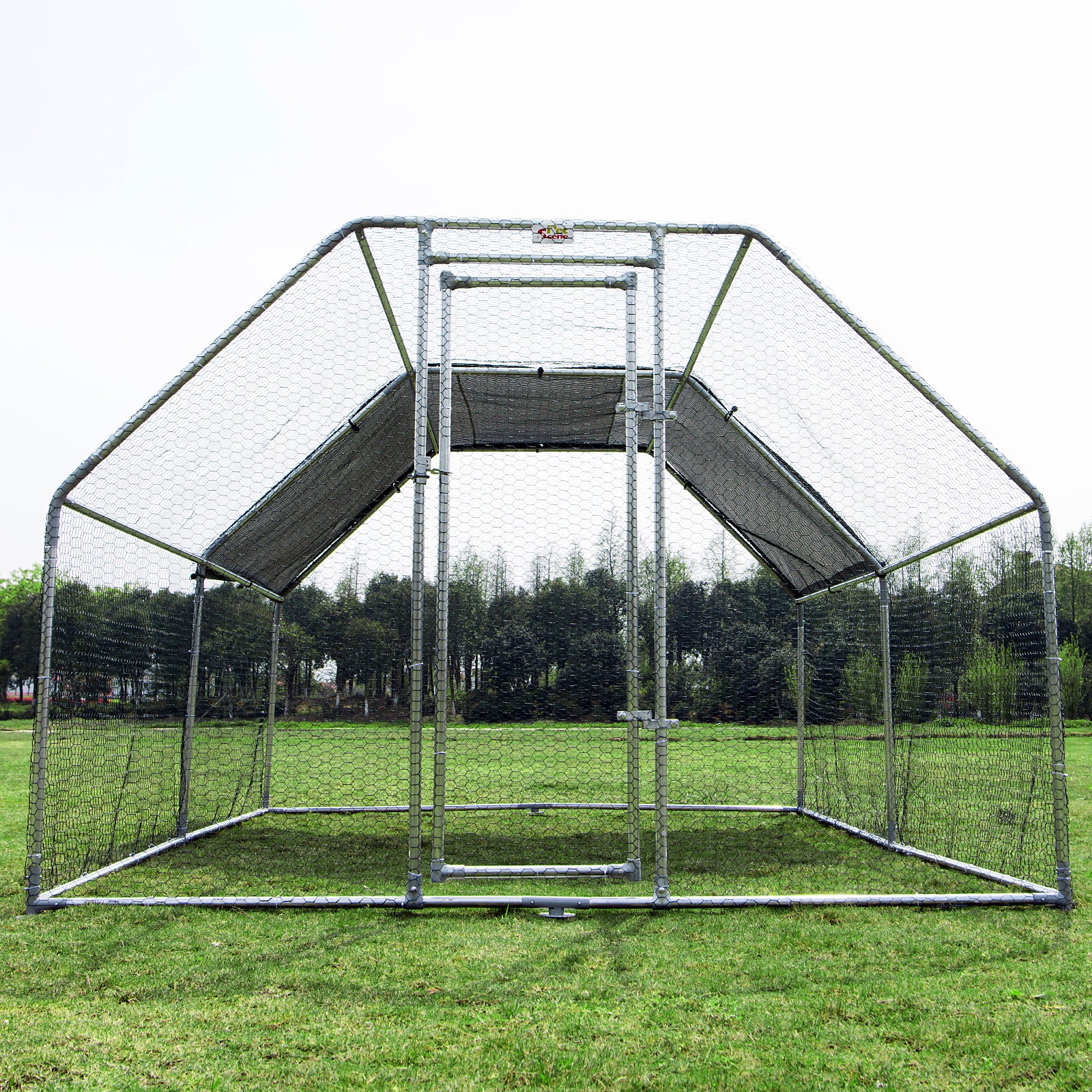 PawHut Large Chicken Coop Metal Chicken Run with Waterproof and Anti-UV Cover, Flat Shaped Walk-in Fence Cage Hen House for Outdoor and Yard Farm Use, 1.3" Tube Diameter, 9' x 12' x 6.5'