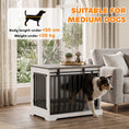 Load image into Gallery viewer, Dog Crate Furniture, 80 cm Double Door Wooden Dog Crate with Sliding Barn Door, Indoor Kennel End Table for Medium Breeds, Anti-Chew Steel Puppy Cage, White

