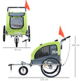 Load image into Gallery viewer, Dog Bike Trailer Pet Stroller Cart Carrier for Bicycle 360° Rotatable with Reflectors 3 Wheels Hitch Coupler Push/ Pull/ Brake Water Resistant Green
