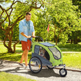 Load image into Gallery viewer, Dog Bike Trailer Pet Stroller Cart Carrier for Bicycle 360° Rotatable with Reflectors 3 Wheels Hitch Coupler Push/ Pull/ Brake Water Resistant Green
