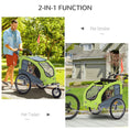 Load image into Gallery viewer, Dog Bike Trailer Pet Stroller Cart Carrier for Bicycle 360° Rotatable with Reflectors 3 Wheels Hitch Coupler Push/ Pull/ Brake Water Resistant Green
