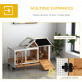 Load image into Gallery viewer, Wooden Rabbit Hutch with Wheels, Guinea Pig Cage, Small Animal House for Outdoor & Indoor with Slide-out Tray, 108 x 58 x 73.5cm, Yellow
