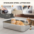 Load image into Gallery viewer, Stainless Steel Cat Litter Box with Lid, XXL Enclosed Cat Litter Box for Big Cats with High Sides, Double Doors, Scoop, Odor Control, Anti-Leaking, Easy Clean, Black

