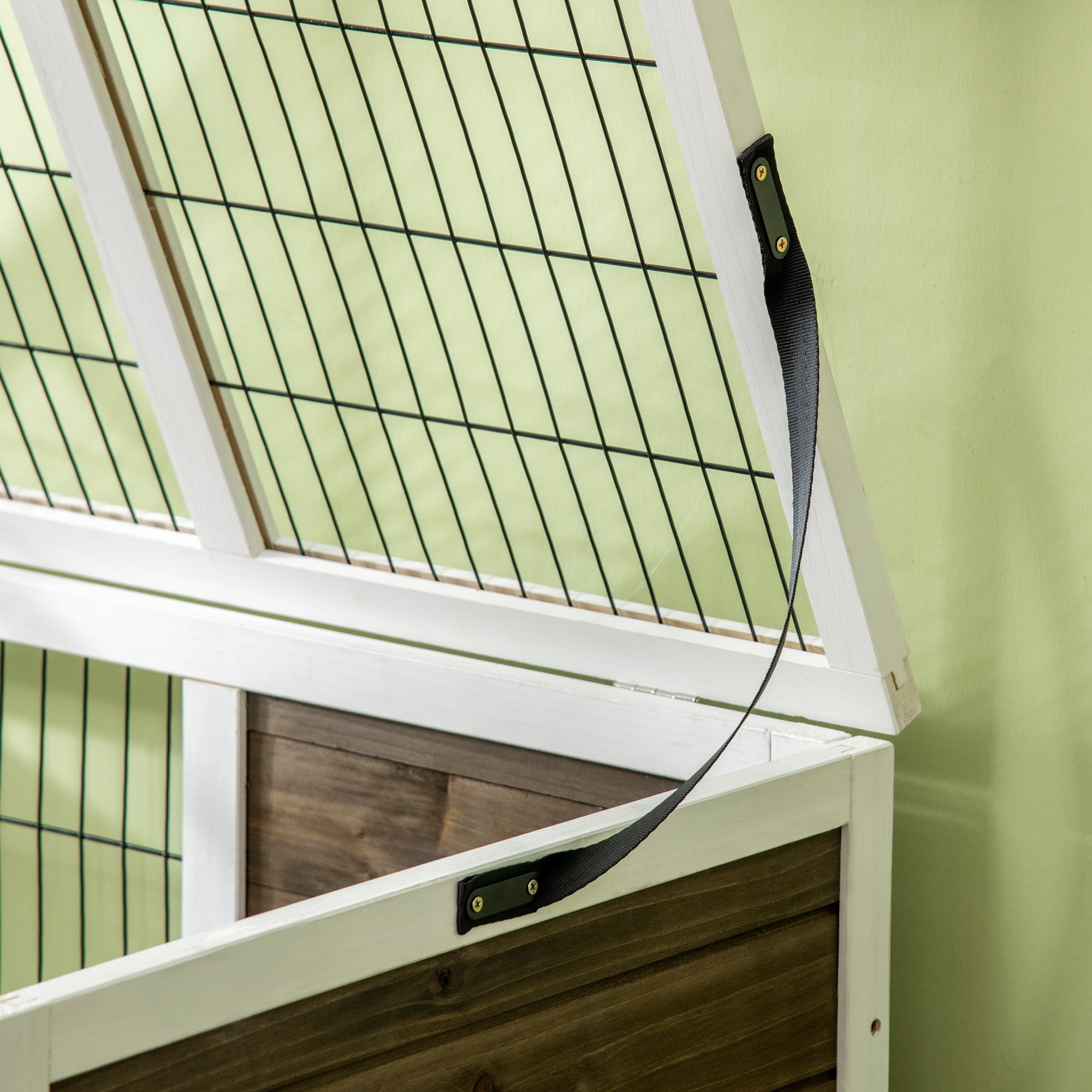 Rabbit Hutch, Indoor Elevated Bunny Cage with Run, Ladder, Slide-Out Tray and Lockable Doors, Rabbit House Guinea Pig Cage with Dual-Height Design, Coffee