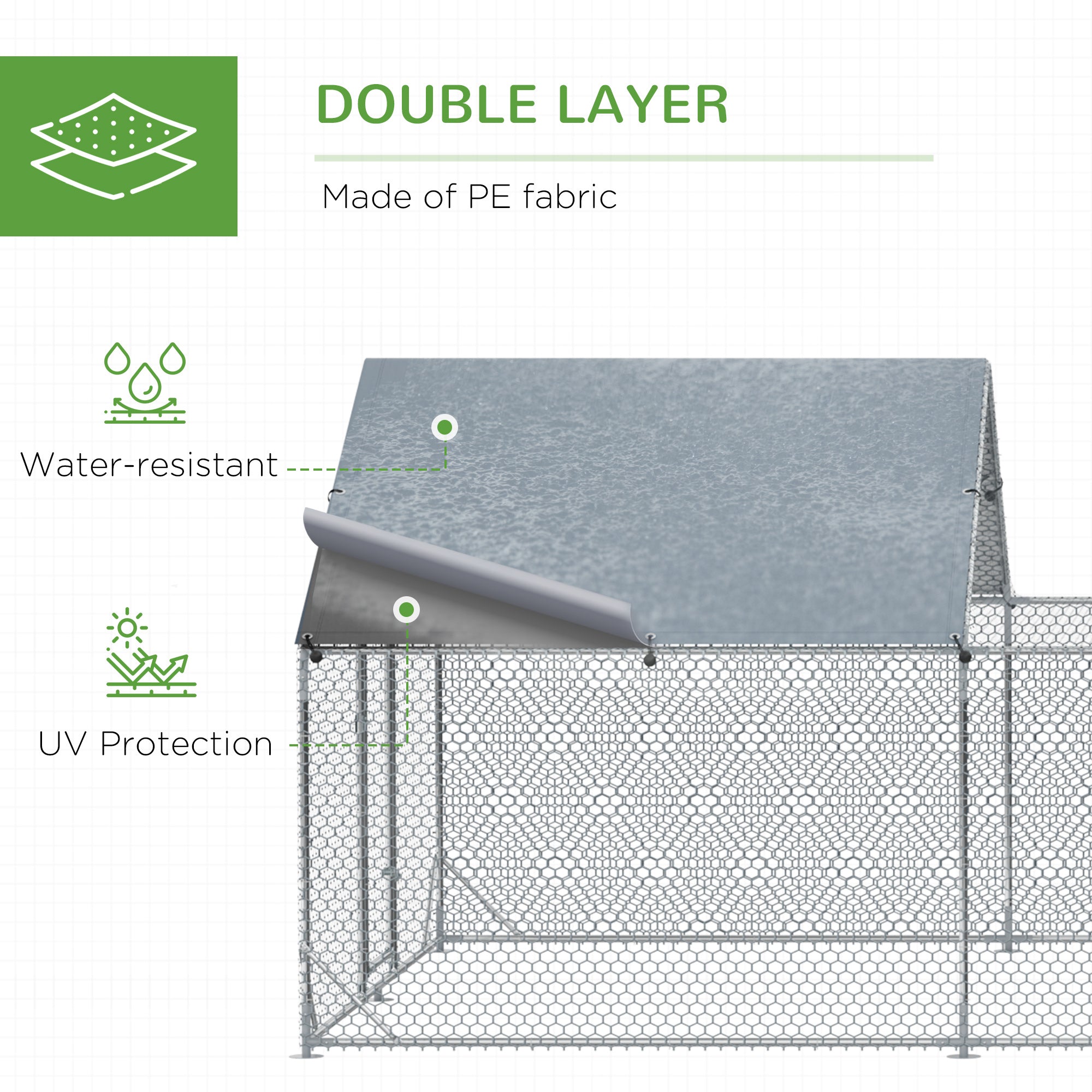 Large Metal Chicken Coop, Hen Run House with Anti-Ultraviolet Cover, Walk-in Poultry Cage for Ducks, Rabbits, Outdoor Backyard Farm, 19.7' x 9.8' x 6.4'