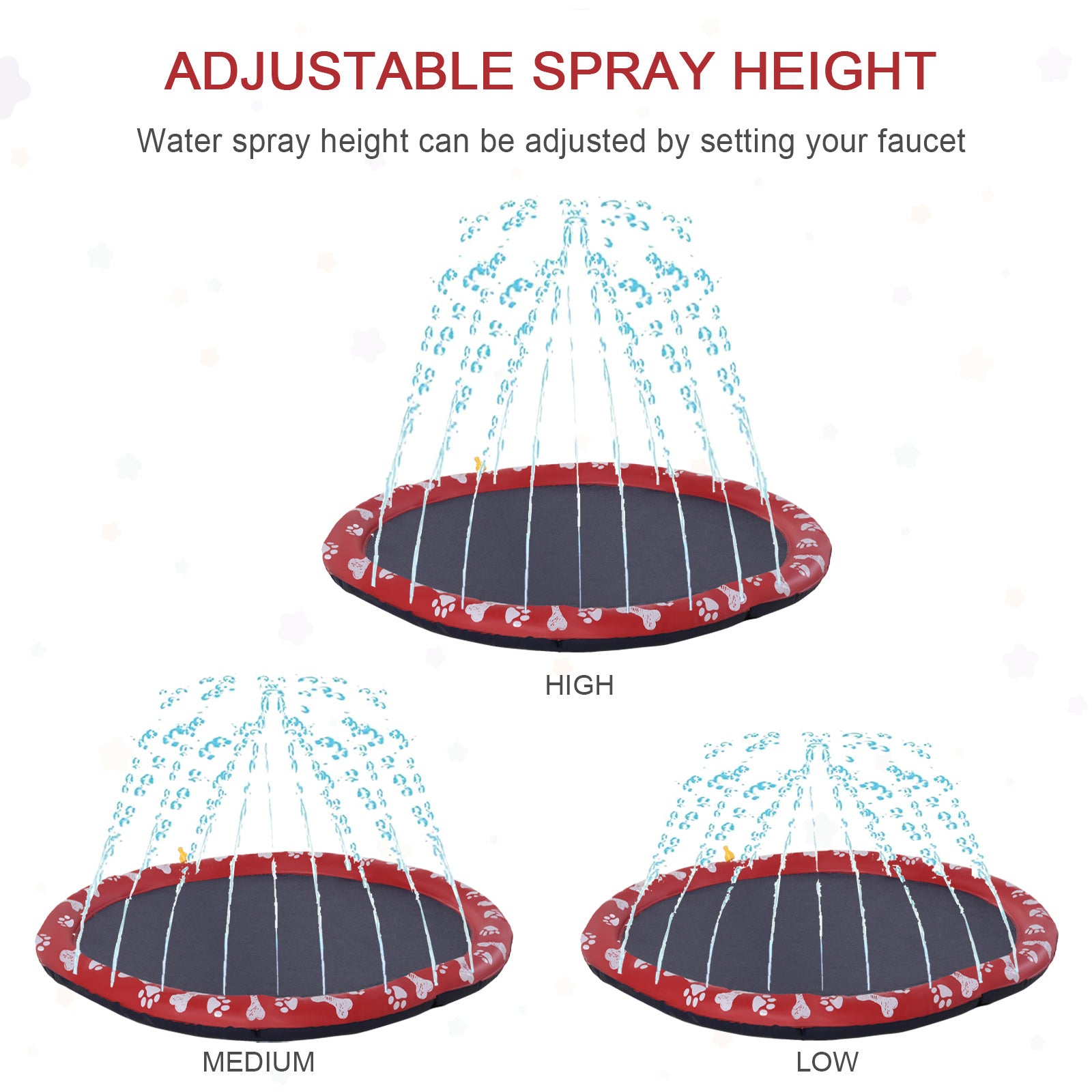 Dog Splash Pad, Pet Sprinkler Mat, Non-Slip Dog Paddling Pool, Foldable Outdoor Sprinkler and Splash Mat Water Play for Garden, Patio, Summer Fun, 170 cm