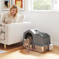 Load image into Gallery viewer, Stainless Steel Cat Litter Box with Removable Lid, Extra Large Enclosed Litter Box with High Sided, Scoop, Odor Free, Non-Sticky, Anti-Leakage, Easy Clean, Dark Grey
