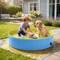 Load image into Gallery viewer, Foldable Dog Pool for Puppies and Ducks, Thickened PVC Dog Paddling Pool Bath Tub Hard Board, Anti-Slip Bottom and Hose Adapter for Easy Drainage, 140 x 30cm, Blue and Yellow

