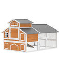 Load image into Gallery viewer, 79"L Chicken Coop for 6 Chickens, Outdoor Wooden Hen House Poultry Cage with Run, 2 Nesting Boxes, Slide-Out Tray, Waterproof Asphalt Roof, Sliding Rod Door and Roosting Bar, Orange

