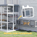 Load image into Gallery viewer, Catio Outdoor Cat Enclosure, 71" Large Wooden Cat House w/ Weatherproof Tarp, Walk-in Kitty Cage with Hammock, Condo, Platforms, Ladders, Ramps, for 2-4 Kittens, Grey
