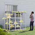 Load image into Gallery viewer, Catio Outdoor Cat Enclosure, 71" Large Wooden Cat House w/ Weatherproof Tarp, Walk-in Kitty Cage with Hammock, Condo, Platforms, Ladders, Ramps, for 2-4 Kittens, Grey

