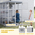 Load image into Gallery viewer, Catio Outdoor Cat Enclosure, 71" Large Wooden Cat House w/ Weatherproof Tarp, Walk-in Kitty Cage with Hammock, Condo, Platforms, Ladders, Ramps, for 2-4 Kittens, Grey
