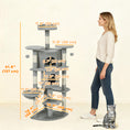 Load image into Gallery viewer, Cat Tree, 62" Multi-Level Cat Tower with Scratching Posts, 2 Condos, Hammock, Perches, Plush, Pompoms, for Indoor Kittens Playing, Resting, Sleeping, Light Grey
