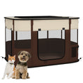 Load image into Gallery viewer, Dog Pen, Pet Playpen, Portable Foldable Dog Cat Playpen Soft Pet Cage with Storage Bag for Puppies, Rabbits, Kittens, Guinea Pigs, 94 x 74 x 60cm - Brown
