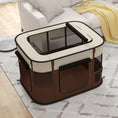 Load image into Gallery viewer, Dog Pen, Pet Playpen, Portable Foldable Dog Cat Playpen Soft Pet Cage with Storage Bag for Puppies, Rabbits, Kittens, Guinea Pigs, 94 x 74 x 60cm - Brown
