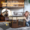 Load image into Gallery viewer, Dog Pen, Pet Playpen, Portable Foldable Dog Cat Playpen Soft Pet Cage with Storage Bag for Puppies, Rabbits, Kittens, Guinea Pigs, 94 x 74 x 60cm - Brown
