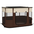 Load image into Gallery viewer, Dog Pen, Pet Playpen, Portable Foldable Dog Cat Playpen Soft Pet Cage with Storage Bag for Puppies, Rabbits, Kittens, Guinea Pigs, 94 x 74 x 60cm - Brown
