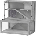 Load image into Gallery viewer, Wooden Hamster Cage, Large Gerbil Cage with Hut, Wheel, Ramps, 3 Tier Small Animal Habitat with Removable Viewing Panels, 80 x 50 x 84 cm, Grey
