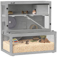 Load image into Gallery viewer, Wooden Hamster Cage, Large Gerbil Cage with Hut, Wheel, Ramps, 3 Tier Small Animal Habitat with Removable Viewing Panels, 80 x 50 x 84 cm, Grey
