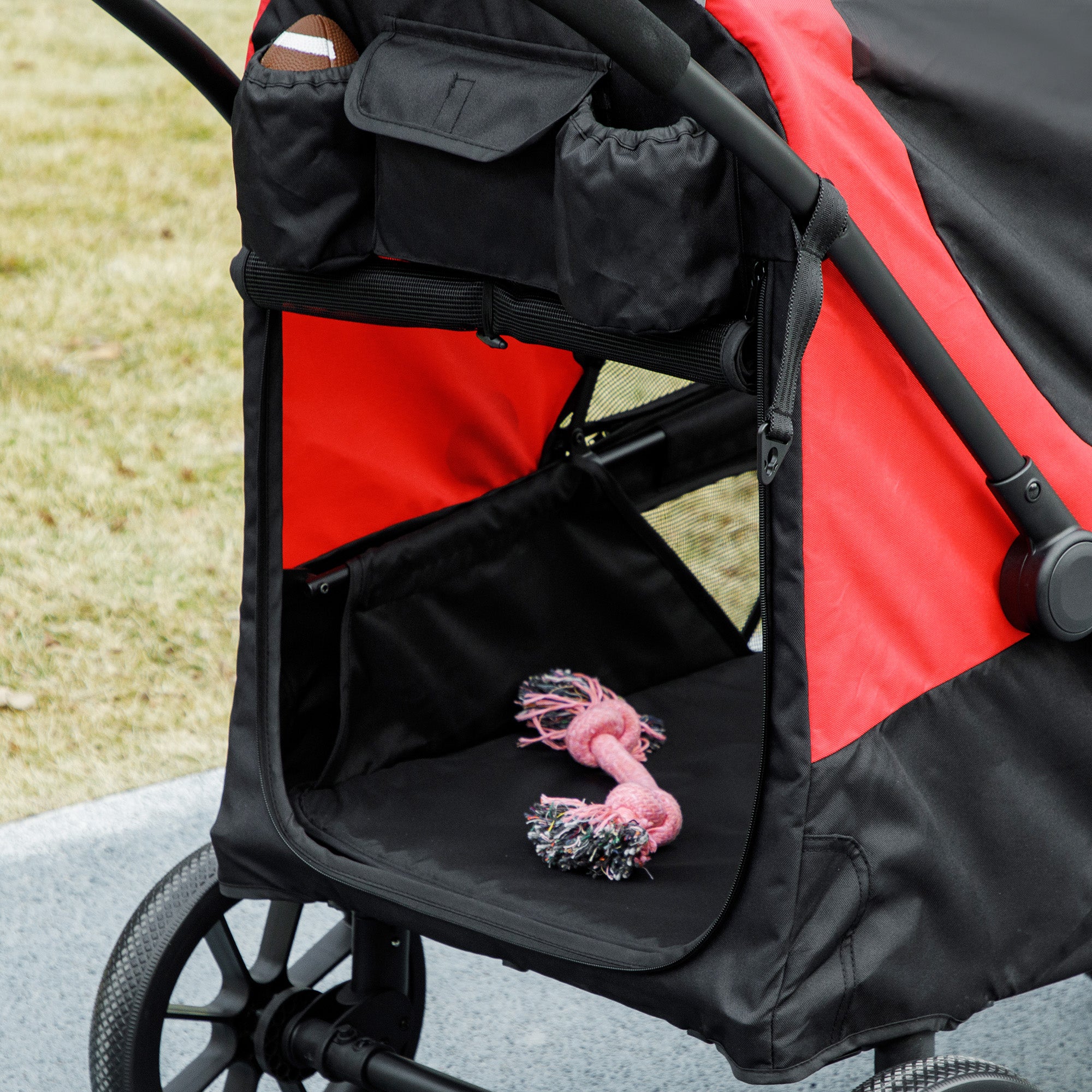 Pet Stroller for Small Medium Large Dogs and Cats, Foldable Dog Stroller with 4 Wheels, Shock-Absorbing Frame, Safety Leashes, Brakes, for Pets up to 66 lbs, Black
