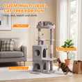 Load image into Gallery viewer, 52" Cat Tree, Multi-Level Large Cat Tower House with 2-Tier Condo, Bed, Sisal Scratching Posts and Teaser Toys for Indoor Kittens Activity Center, Light Grey
