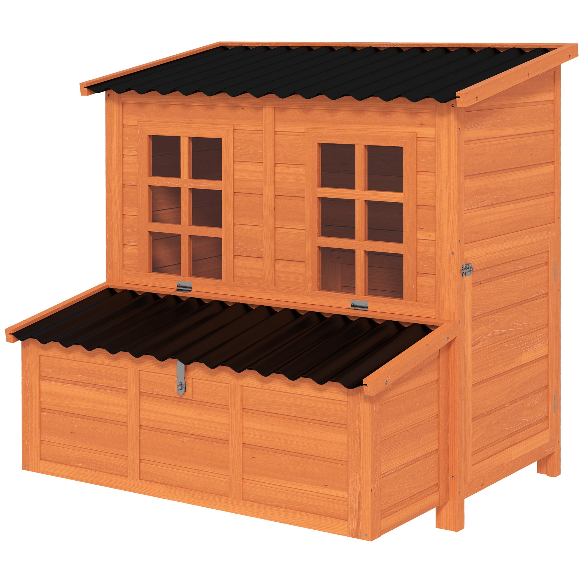 Wooden Chicken Coop, 39" Chicken House with Nesting Box, Pull-Out Tray, Waterproof Roof, Hen House Outdoor Poultry Cage for 2-4 Chickens, Rabbits, Small Animals, for Backyard, Orange