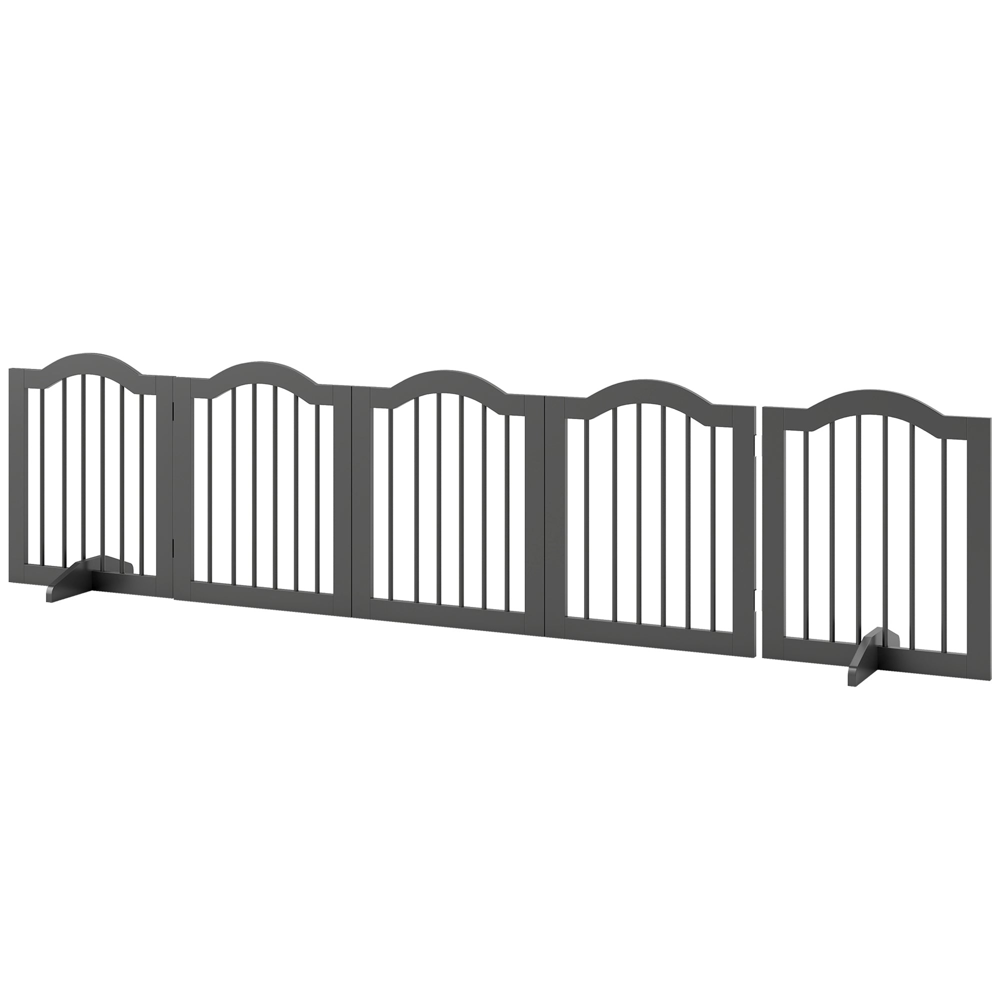 Wooden Foldable Dog Gate Panel Pet Fence Freestanding Safety Barrier for the House, Doorway, Stairs (Black)
