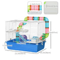 Load image into Gallery viewer, Hamster Cage, Small Animal House, 3-Level Guinea Pig Cage Gerbil Haven, Tunnel Tube System, with Water Bottle, Exercise Wheel, Food Dish, Ramps, Blue
