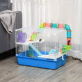 Load image into Gallery viewer, Hamster Cage, Small Animal House, 3-Level Guinea Pig Cage Gerbil Haven, Tunnel Tube System, with Water Bottle, Exercise Wheel, Food Dish, Ramps, Blue
