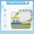 Load image into Gallery viewer, Hamster Cage, Small Animal House, 3-Level Guinea Pig Cage Gerbil Haven, Tunnel Tube System, with Water Bottle, Exercise Wheel, Food Dish, Ramps, Blue
