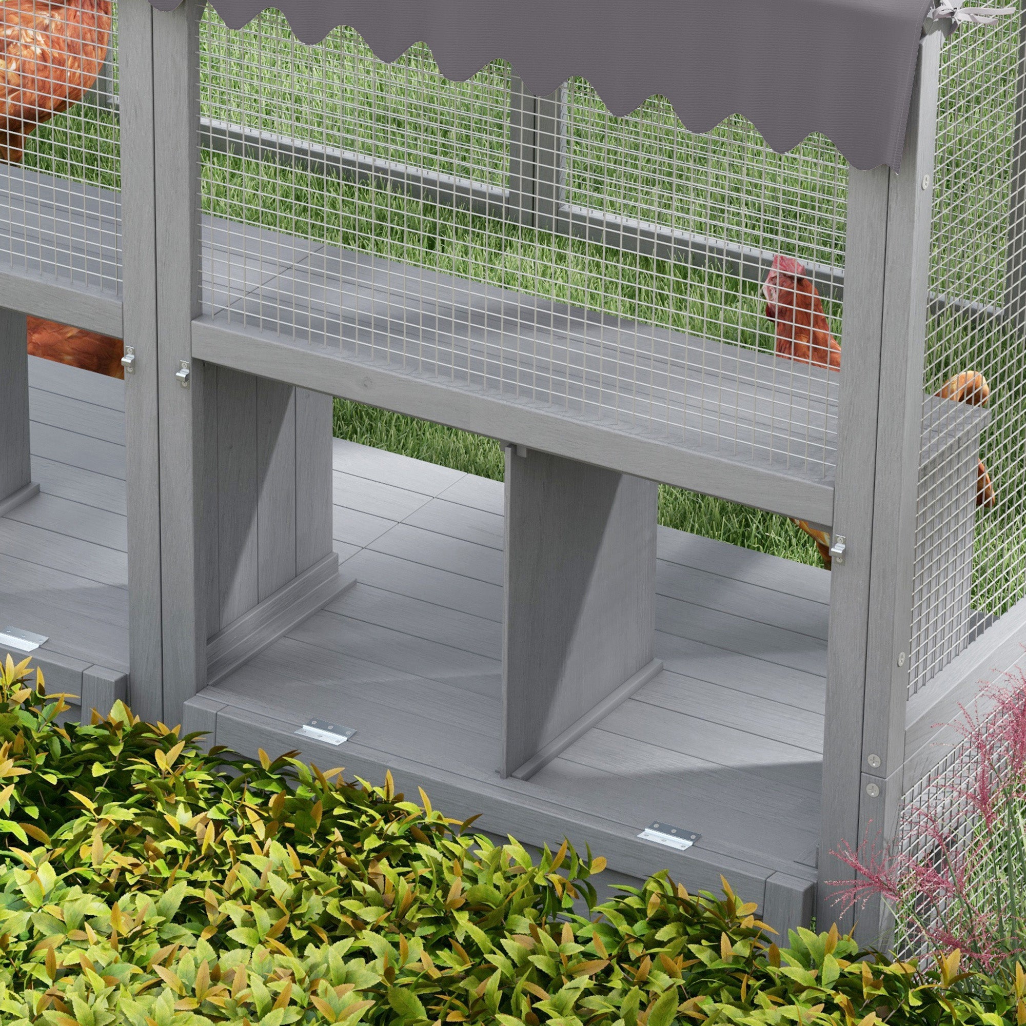 Large Chicken Run, Wooden Chicken Coop with Waterproof & Anti-UV Cover, Split Door, 4 Nesting Boxes, Roosting Bar, Walk-in Chicken Pen for 8-12 Chickens, for Backyard, Farm, 9' x 6' x 6'