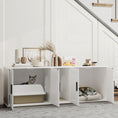 Load image into Gallery viewer, Cat Litter Box Enclosure for 2 Cats, 145 cm Hidden Litter Box Furniture with Double Room, Scratching Board, Indoor Cat House Washroom End Table, White

