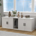 Load image into Gallery viewer, Cat Litter Box Enclosure for 2 Cats, 145 cm Hidden Litter Box Furniture with Double Room, Scratching Board, Indoor Cat House Washroom End Table, White
